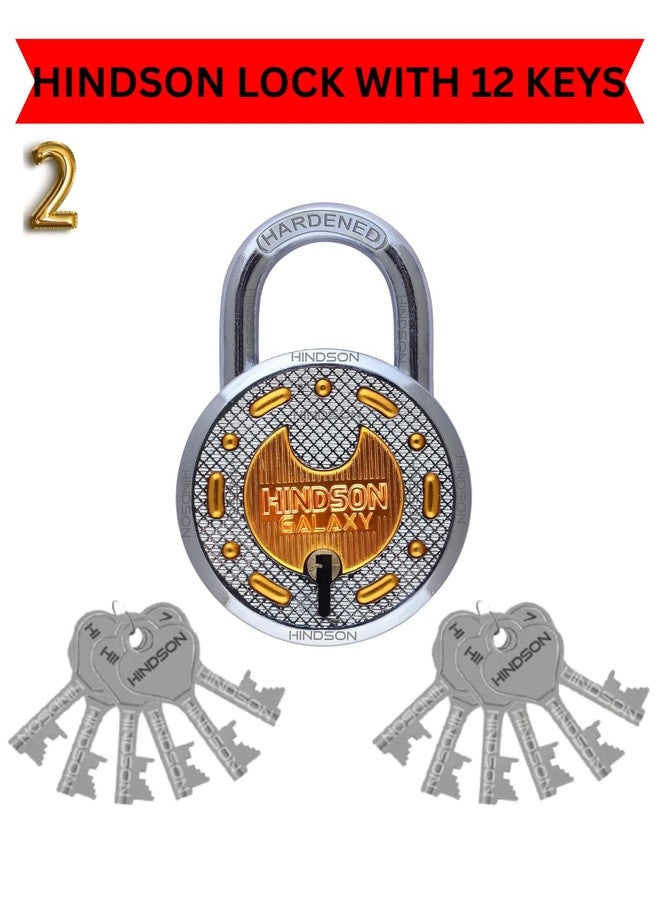 Hindson Same Key Galaxy 65mm Padlock | 2 Heavy Duty Padlocks with 12 Common Keys | Strong Metal Body Locks with Double Locking & 8-Lever Mechanism for Home, Gate, Shutter & Shop Security - Image 4